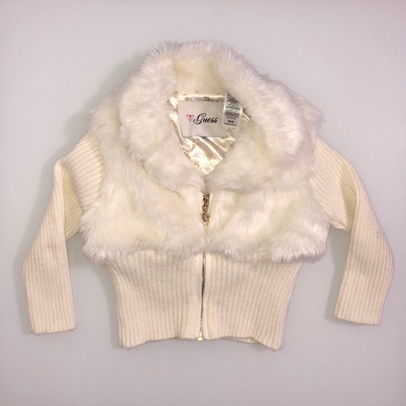 Guess Other - GUESS Faux Fur Ribbed Zip Up Jacket